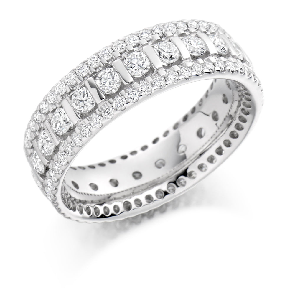 Bar-Set Full Eternity Ring, 1.85ct total in White Gold