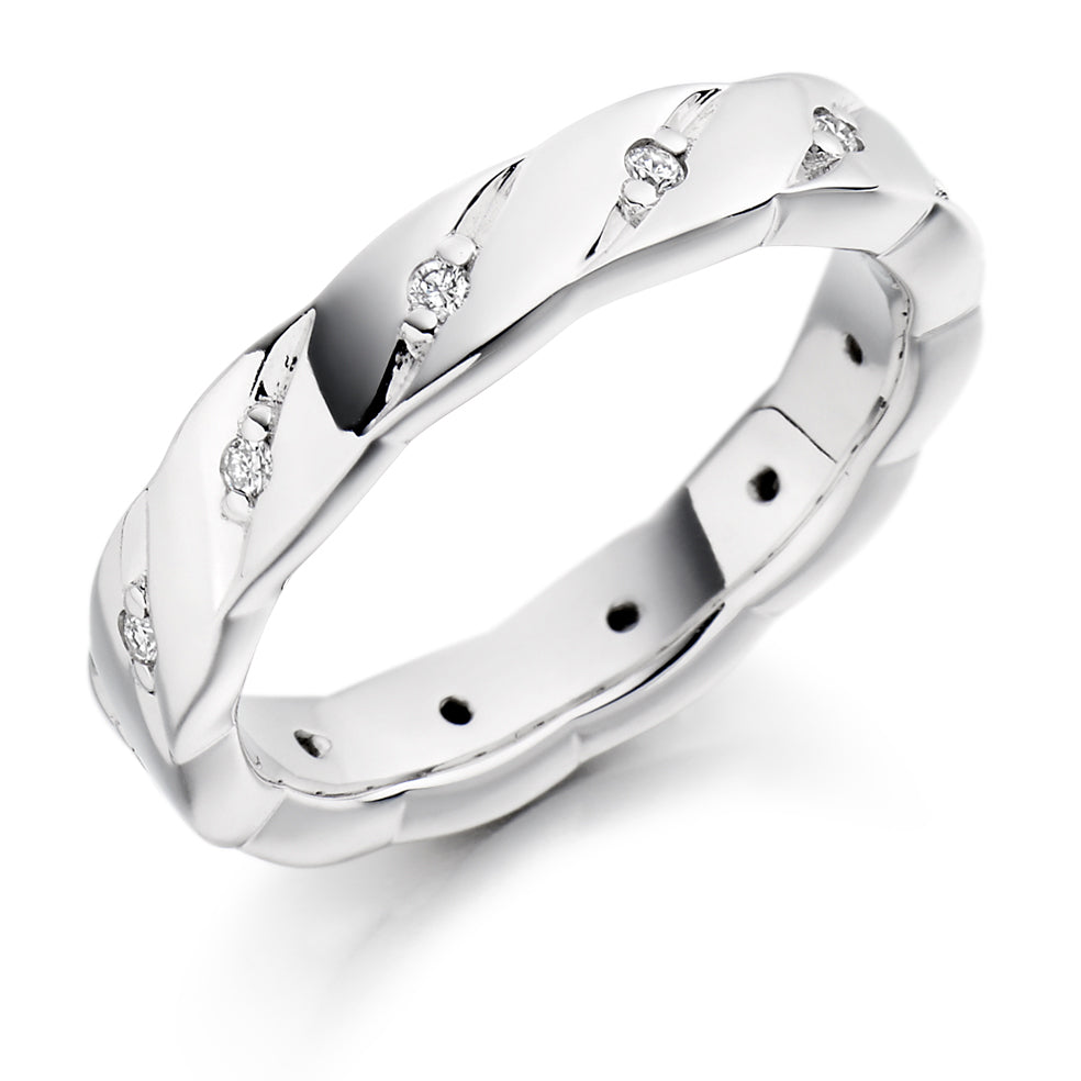 Grain-Set Full Eternity Ring, 0.13ct total in White Gold