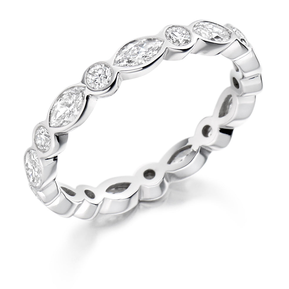 Rubover Diamond Full Eternity Ring, 1.2ct in White Gold