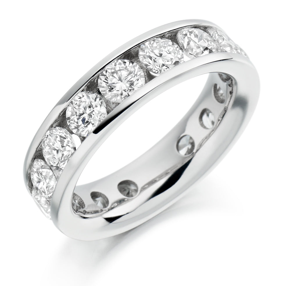 Channel-Set Diamond Full Eternity Ring with Right-Hand, 4.0ct in White Gold