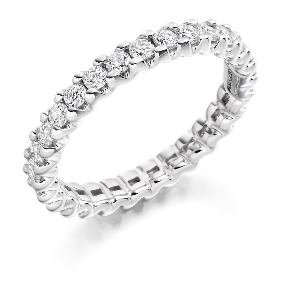 Claw-Set Diamond Full Eternity Ring B, 1.0ct in White Gold