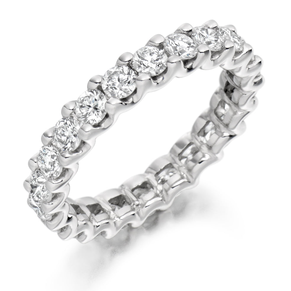 Claw-Set Diamond Full Eternity Ring C, 2.0ct in White Gold