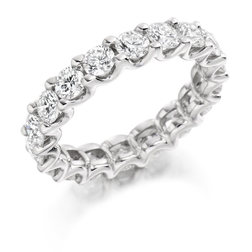 Claw-Set Diamond Full Eternity Ring C, 3.0ct in White Gold