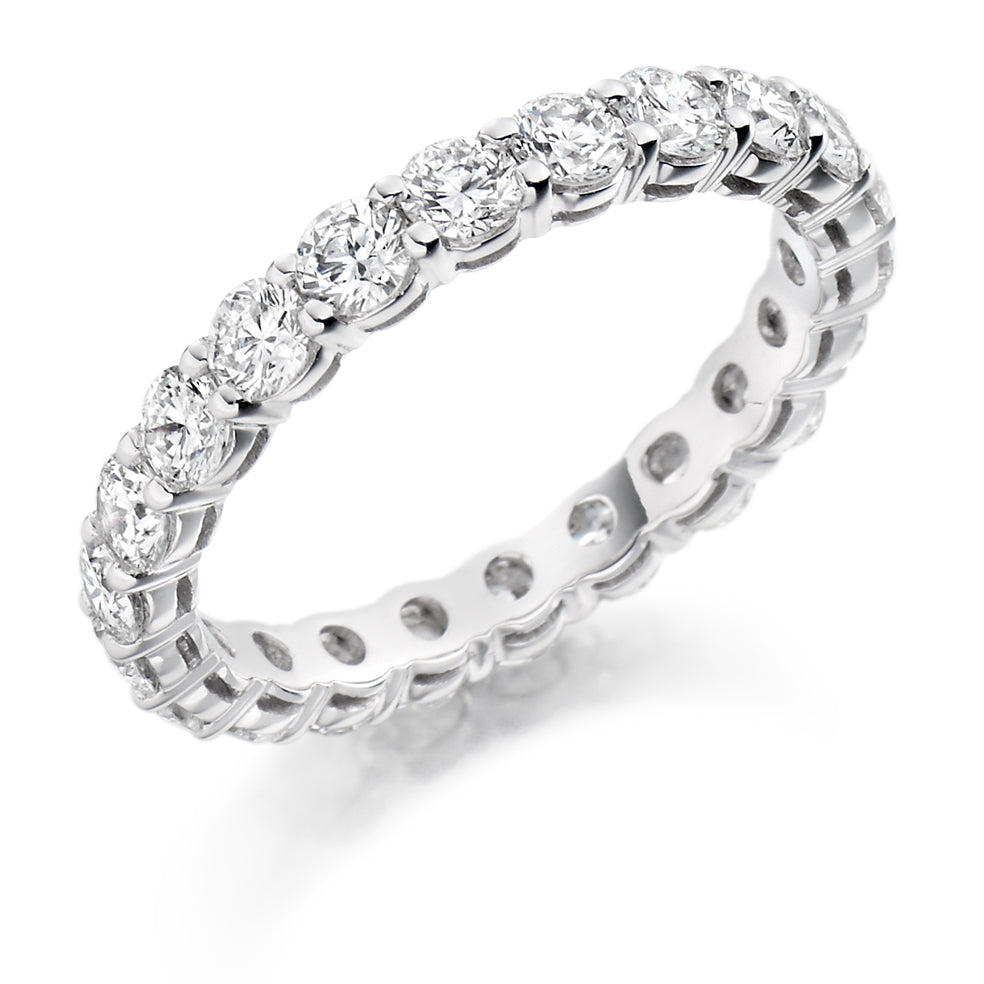 Claw-Set Diamond Full Eternity Ring D, 2.0ct in White Gold