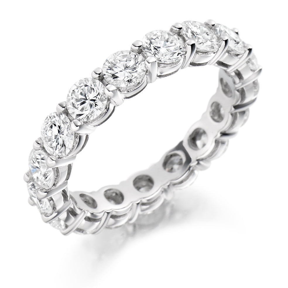 Claw-Set Diamond Full Eternity Ring E, 3.0ct in White Gold