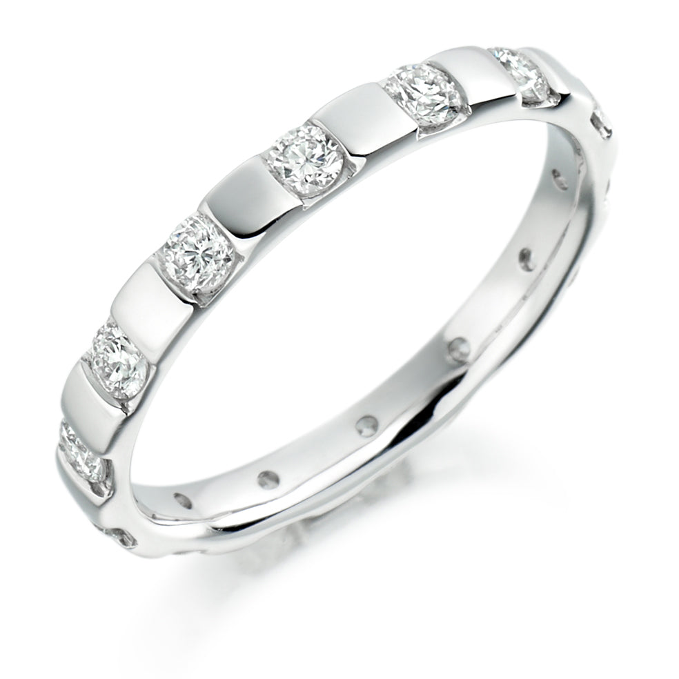 Bar-Set Full Eternity Ring, 0.7ct total in White Gold