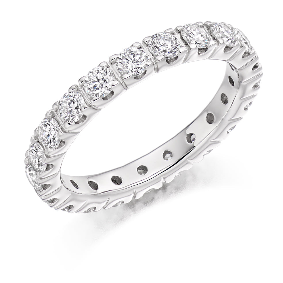 Claw-Set Diamond Full Eternity Ring B, 1.5ct in White Gold