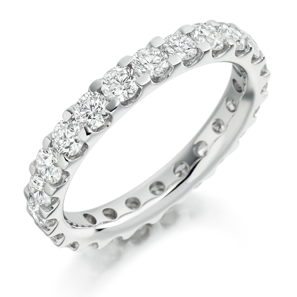 Micro-Claw Diamond Full Eternity Ring with Right-Hand, 2.0ct in White Gold