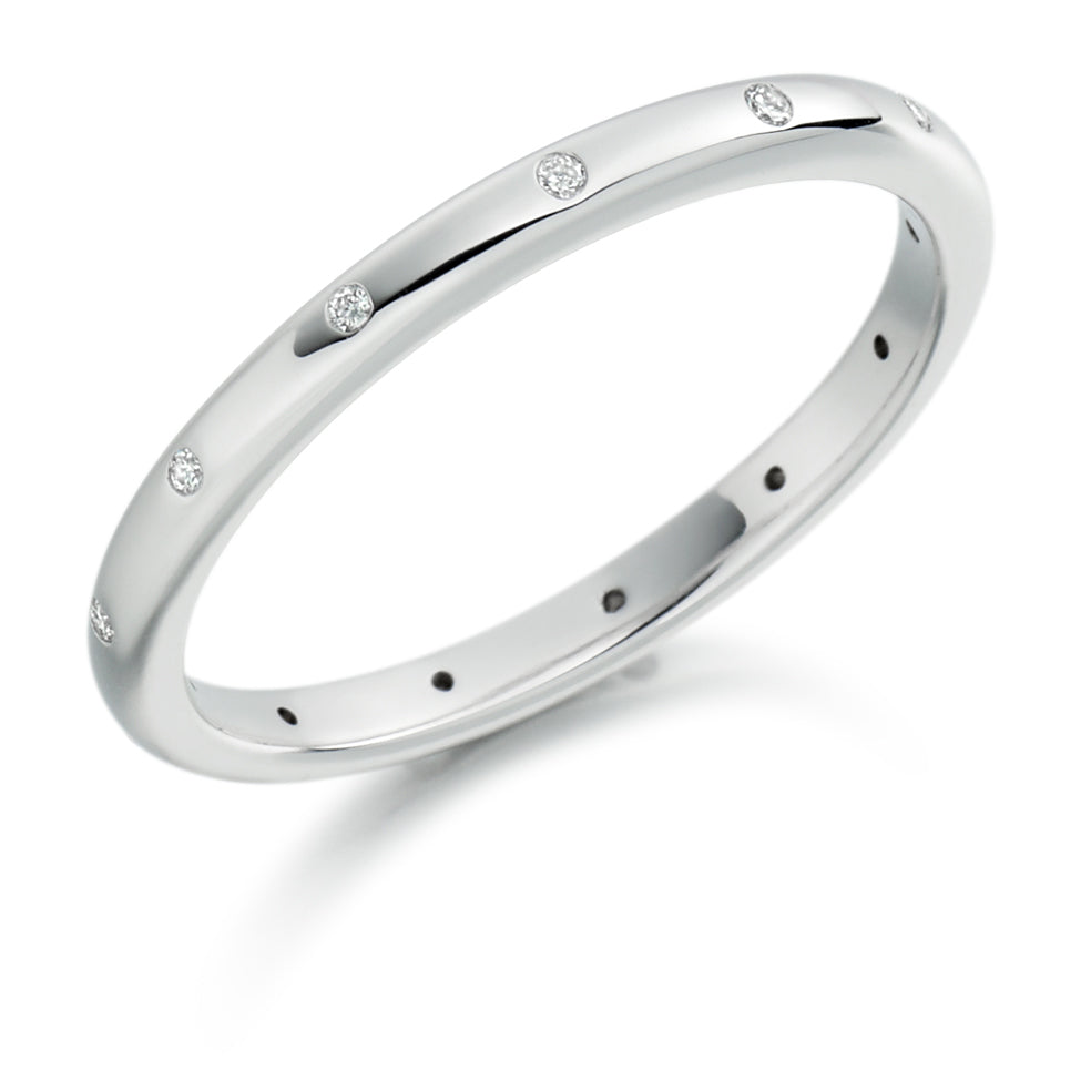 Flush-Set Diamond Full Eternity Ring, 0.06ct in White Gold