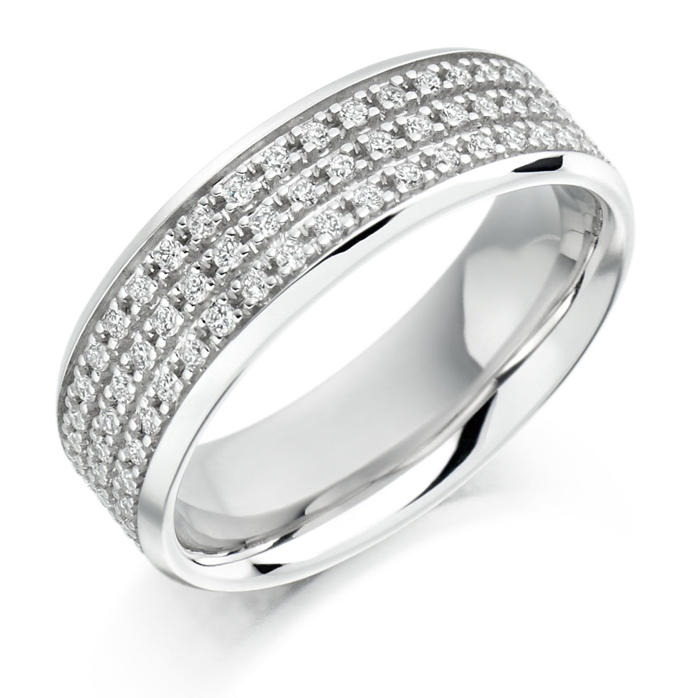 Grain-Set Diamond Full Eternity Ring, 0.6ct in White Gold