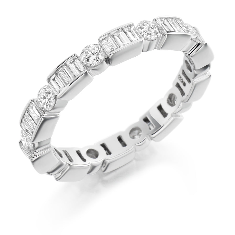 Bar-Set Full Eternity Ring, 1.35ct total in White Gold