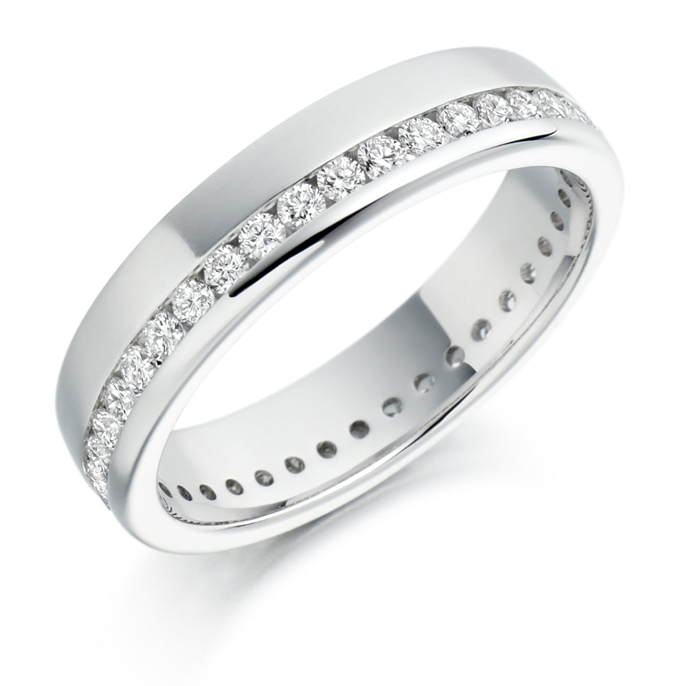 Offset Channel-Set Diamond Full Eternity Ring, 0.65ct in White Gold