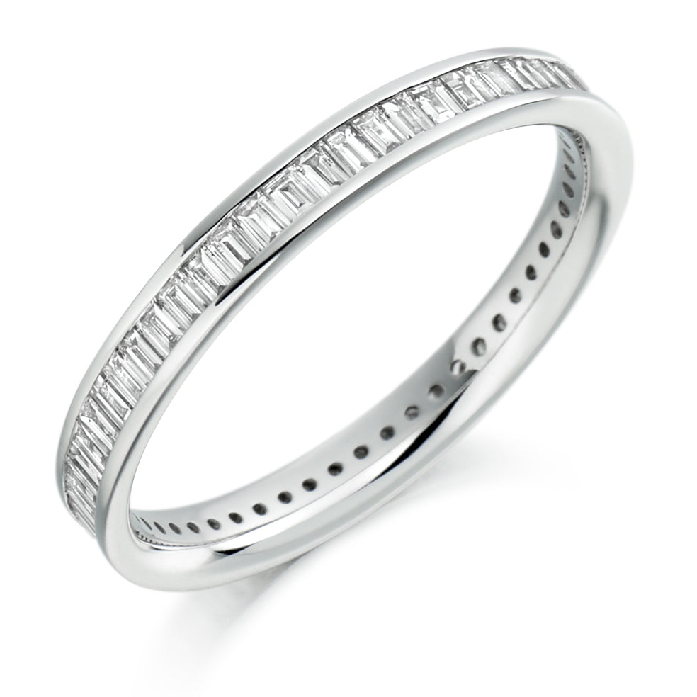 Channel-Set Diamond Full Eternity Ring F, 0.75ct in White Gold