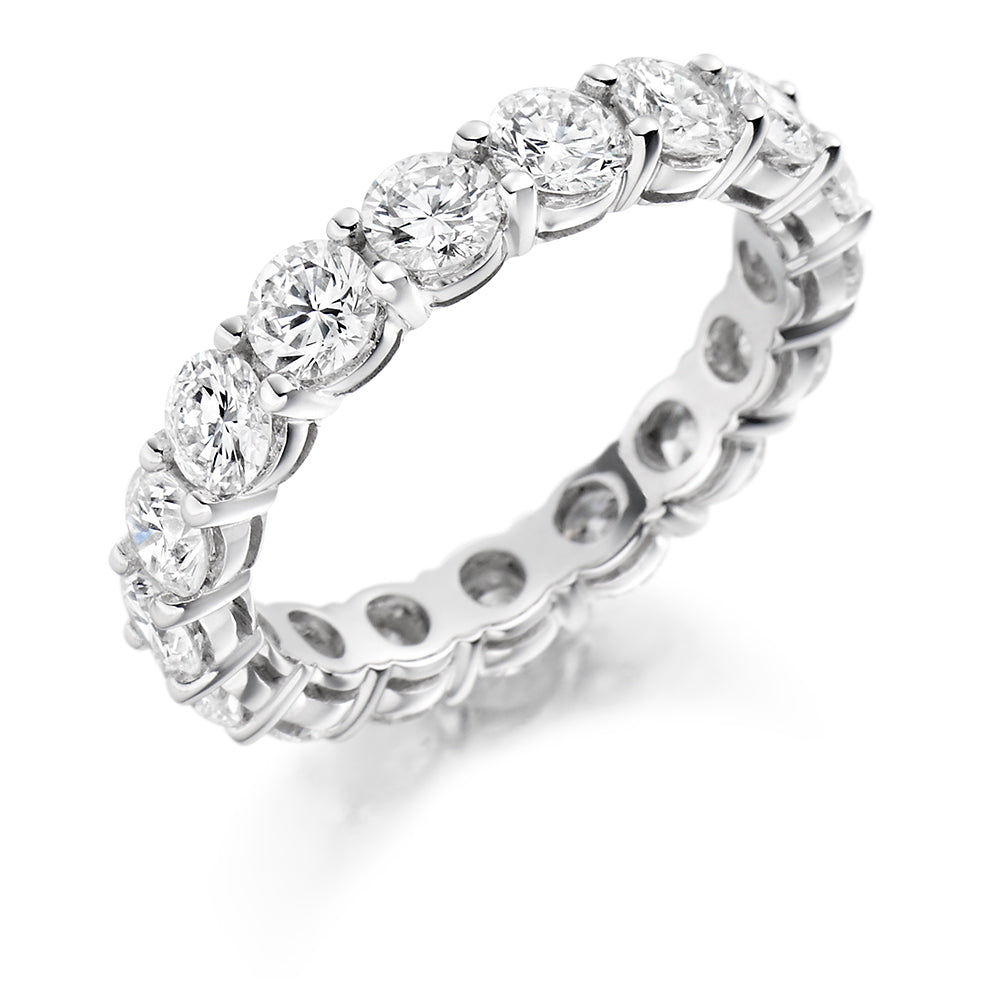 Claw-Set Diamond Full Eternity Ring, 2.5ct in White Gold