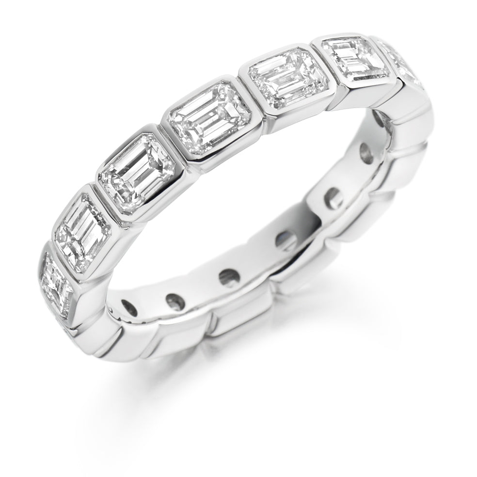 Rubover Diamond Full Eternity Ring with Right-Hand, 3.0ct in White Gold