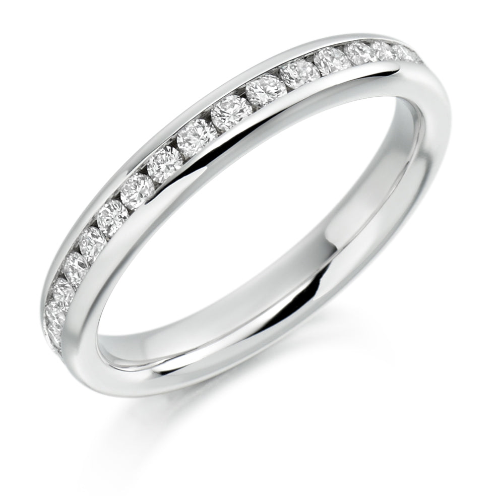 Channel-Set Diamond Full Eternity Ring, 0.75ct in White Gold
