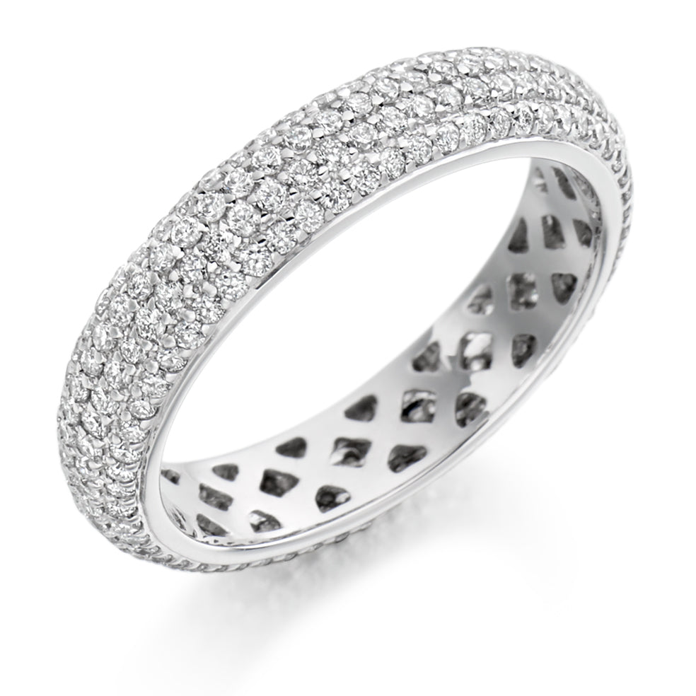 Pavé Diamond Full Eternity Ring, 1.2ct in White Gold