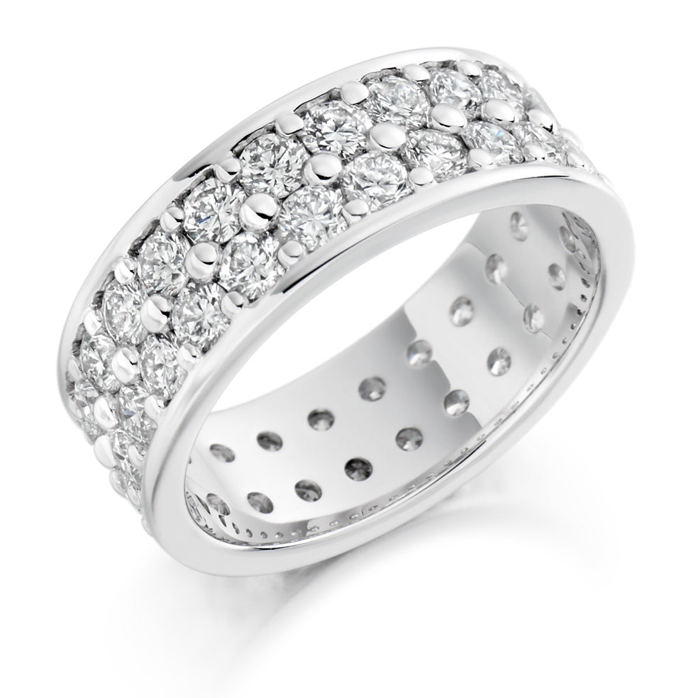 Claw-Set Diamond Full Eternity Ring, 3.15ct in White Gold
