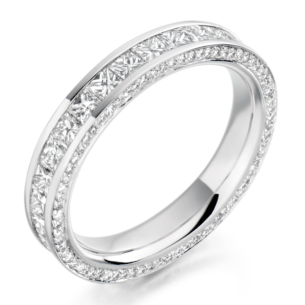 Channel & Grain-Set Diamond Full Eternity Ring, 2.4ct in White Gold