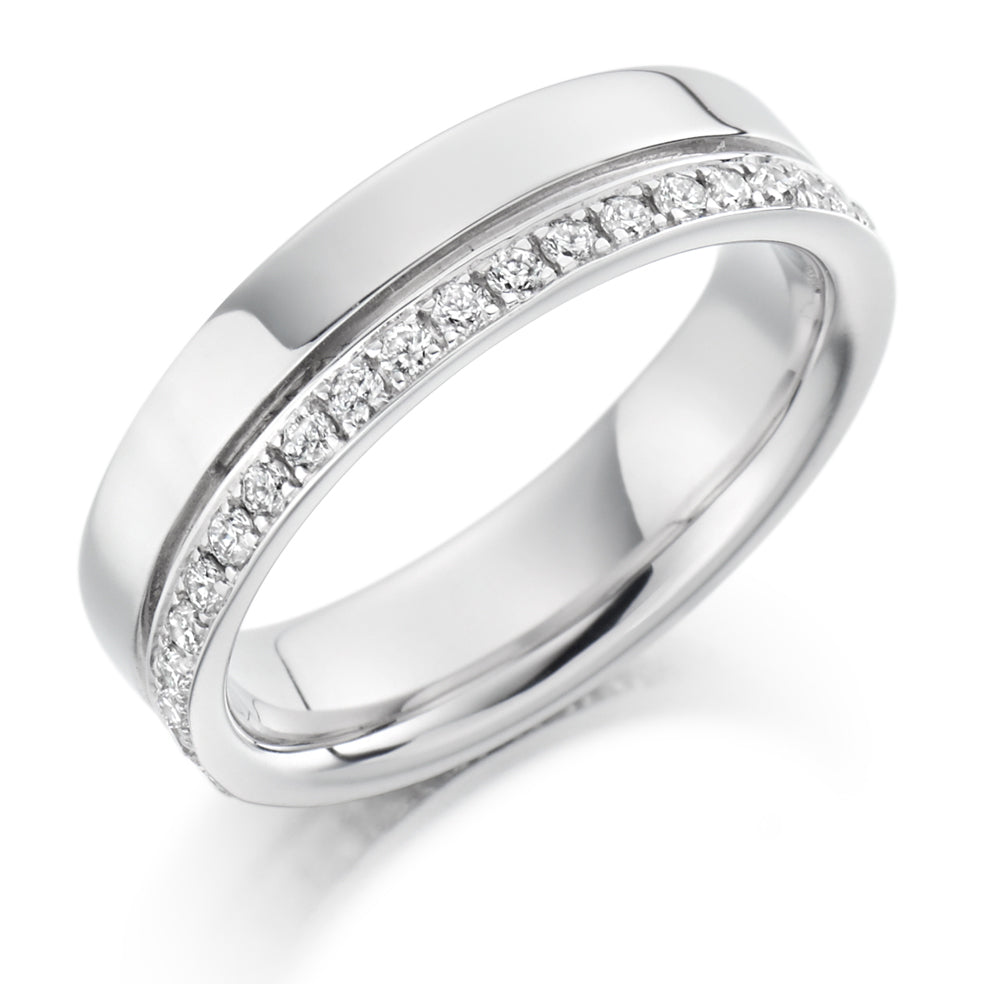 Offset Grain-Set Diamond Full Eternity Ring, 0.6ct in White Gold