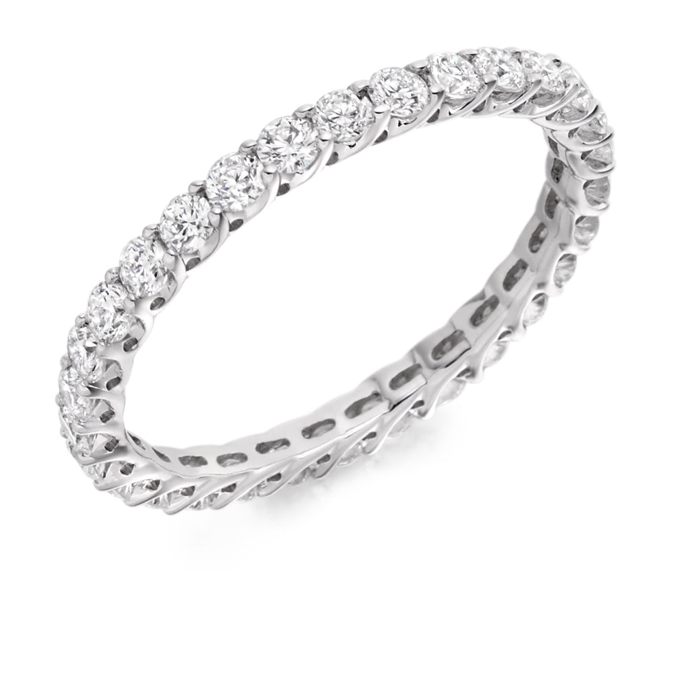 Claw-Set Diamond Full Eternity Ring F, 1.0ct in White Gold