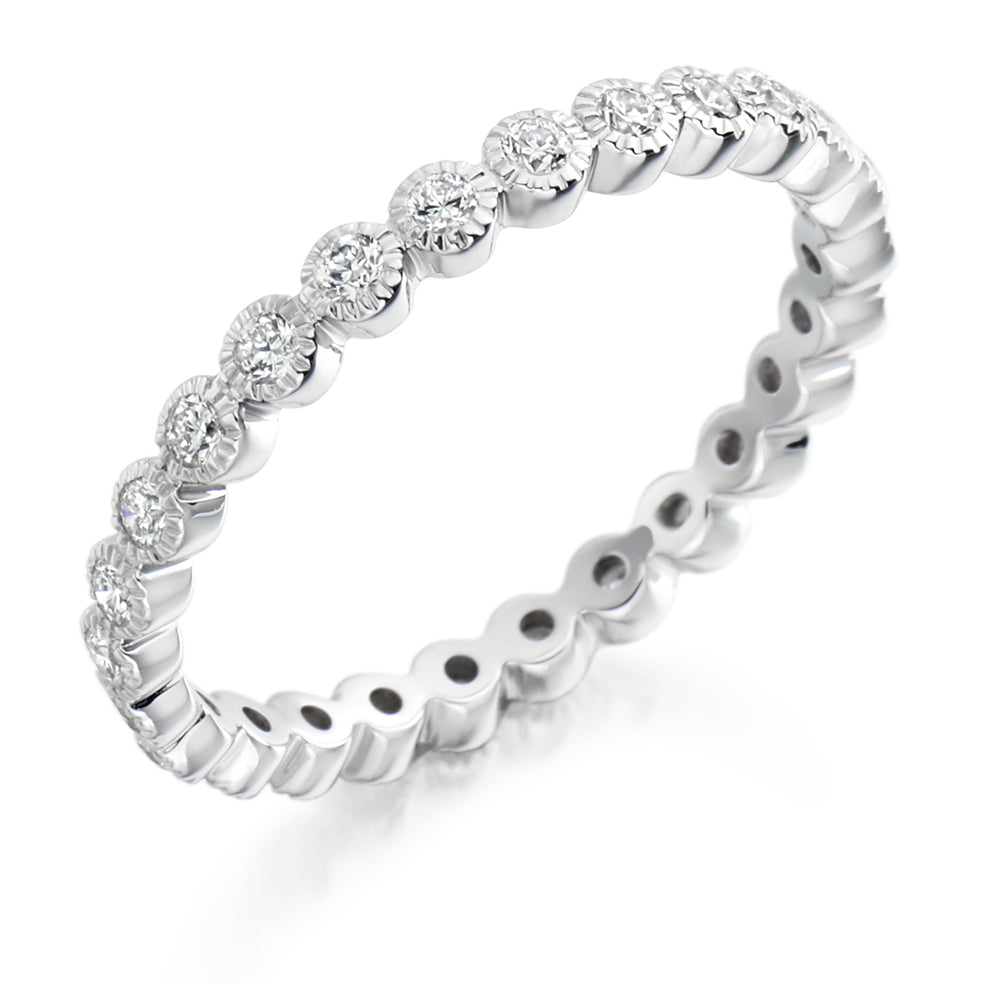 Rubover Diamond Full Eternity Ring with Right-Hand, 0.5ct in White Gold