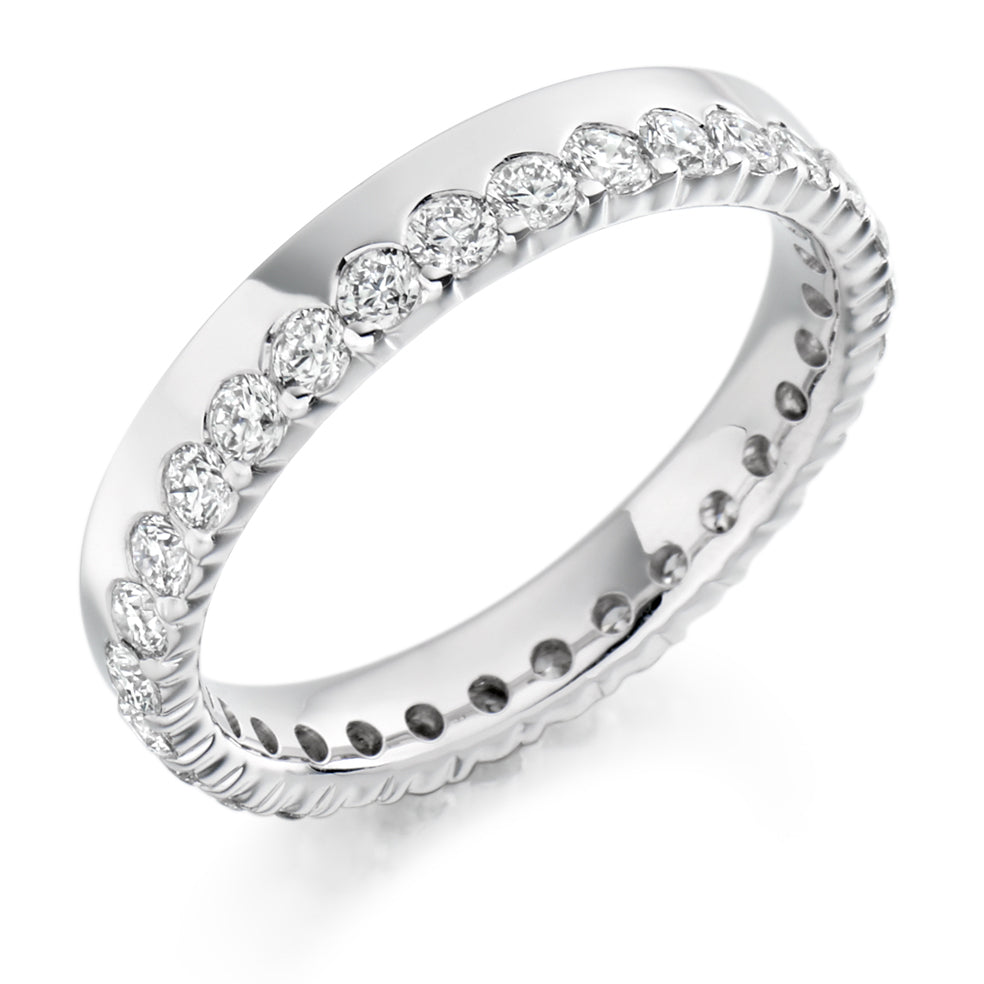 Offset Claw-Set Diamond Full Eternity Ring B, 1.0ct in White Gold