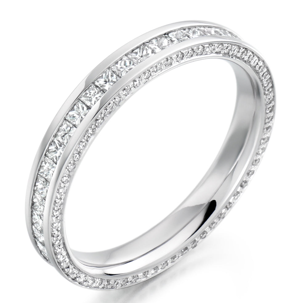 Channel & Grain-Set Diamond Full Eternity Ring, 1.25ct in White Gold