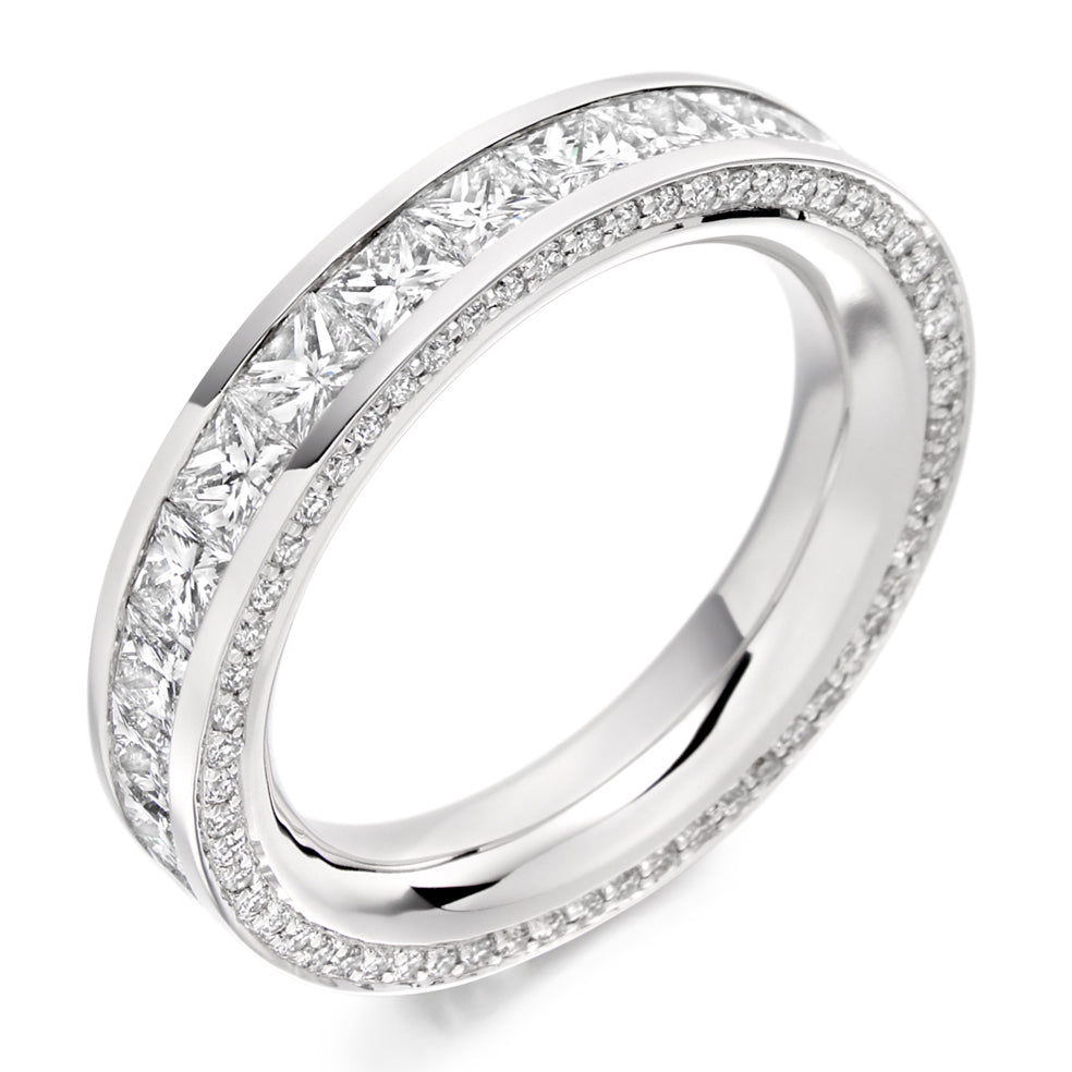 Channel & Grain-Set Diamond Full Eternity Ring, 3.6ct in White Gold
