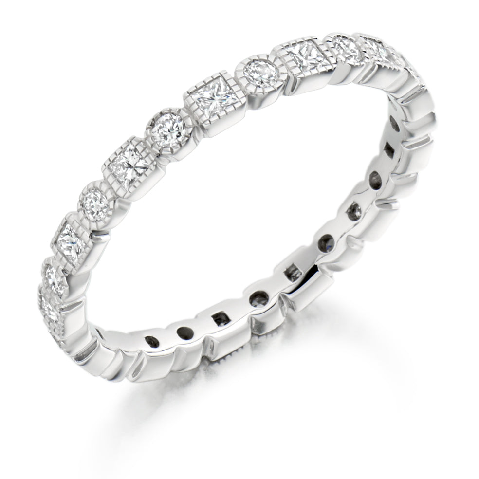 Rubover Diamond Full Eternity Ring with Right-Hand, 0.6ct in White Gold