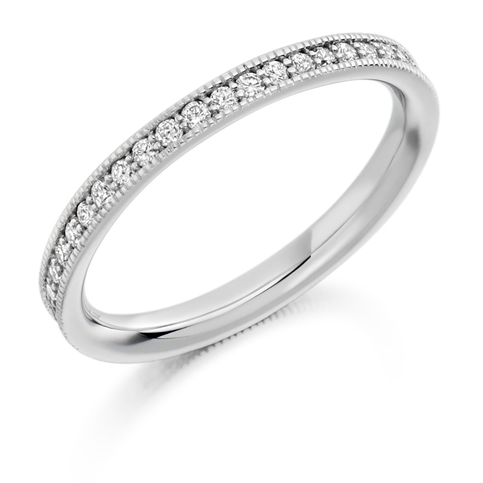Milgrain Grain-Set Diamond Full Eternity Ring, 0.5ct in White Gold