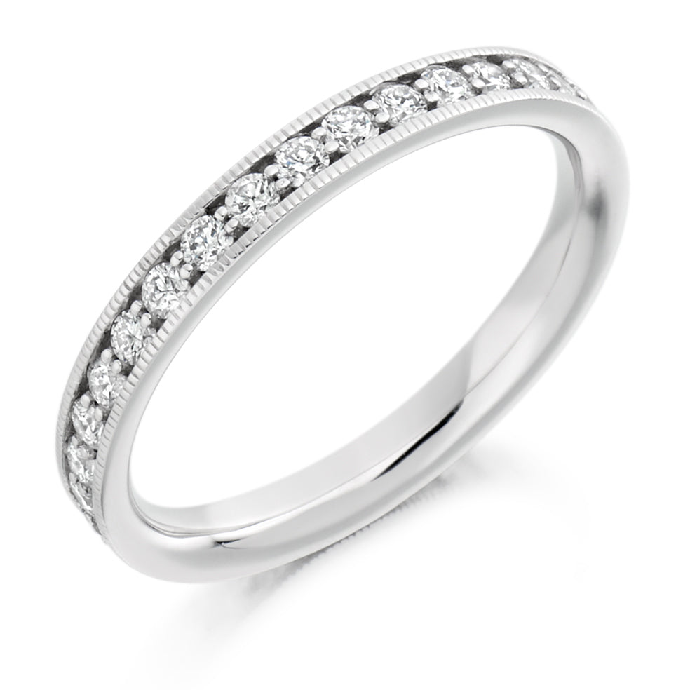 Milgrain Grain-Set Diamond Full Eternity Ring, 0.75ct in White Gold