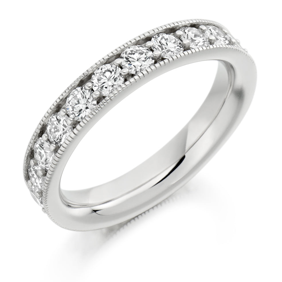Milgrain Grain-Set Diamond Full Eternity Ring, 2.0ct in White Gold