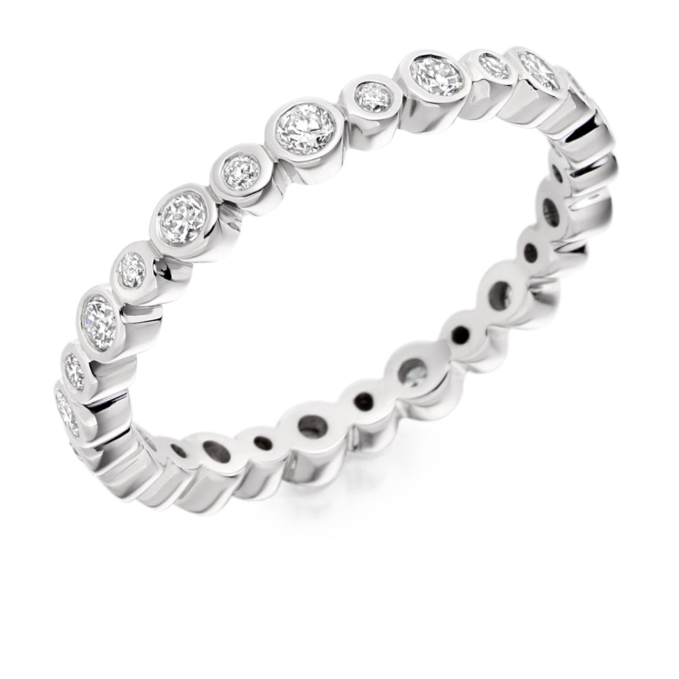 Rubover Diamond Full Eternity Ring, 0.55ct in White Gold