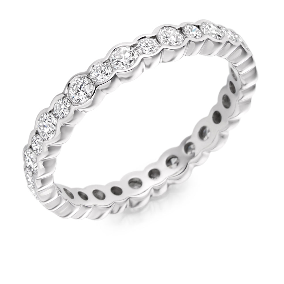 Rubover Diamond Full Eternity Ring, 1.15ct in White Gold