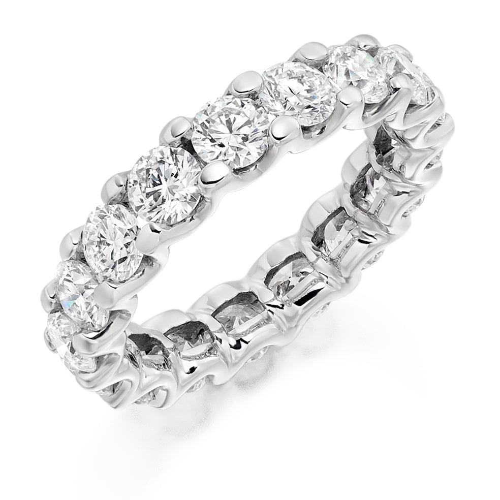 Claw-Set Diamond Full Eternity Ring, 4.0ct in White Gold