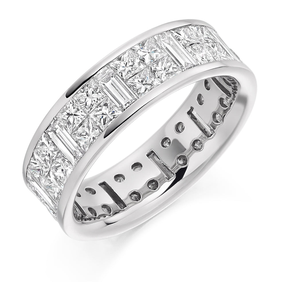 Invisible-Set Diamond Full Eternity Ring, 4.25ct in White Gold