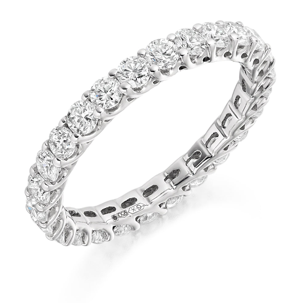 Claw-Set Diamond Full Eternity Ring F, 1.5ct in White Gold