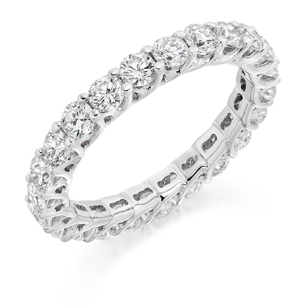 Claw-Set Diamond Full Eternity Ring E, 2.0ct in White Gold