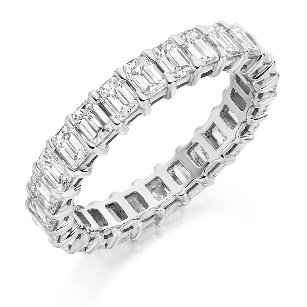 Claw-Set Diamond Full Eternity Ring with Right-Hand, 3.0ct in White Gold