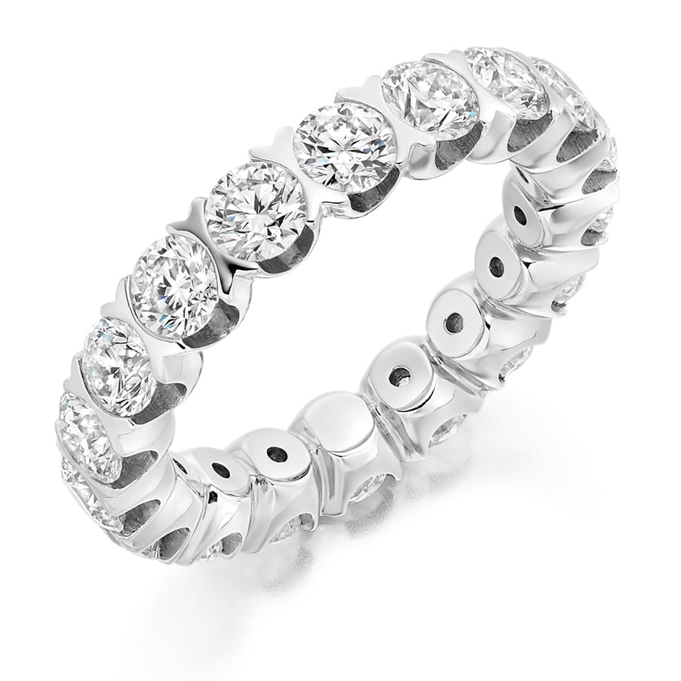 Bar-Set Diamond Full Eternity Ring, 4.0ct in White Gold