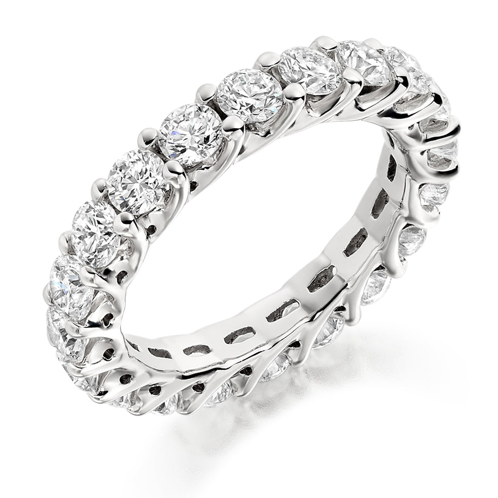 Claw-Set Diamond Full Eternity Ring F, 3.0ct in White Gold