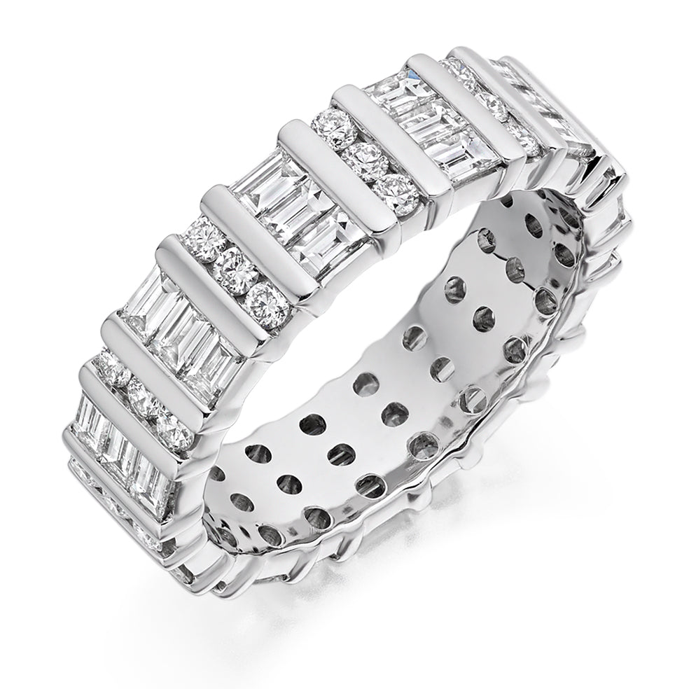 Bar-Set Full Eternity Ring, 2.5ct total in White Gold