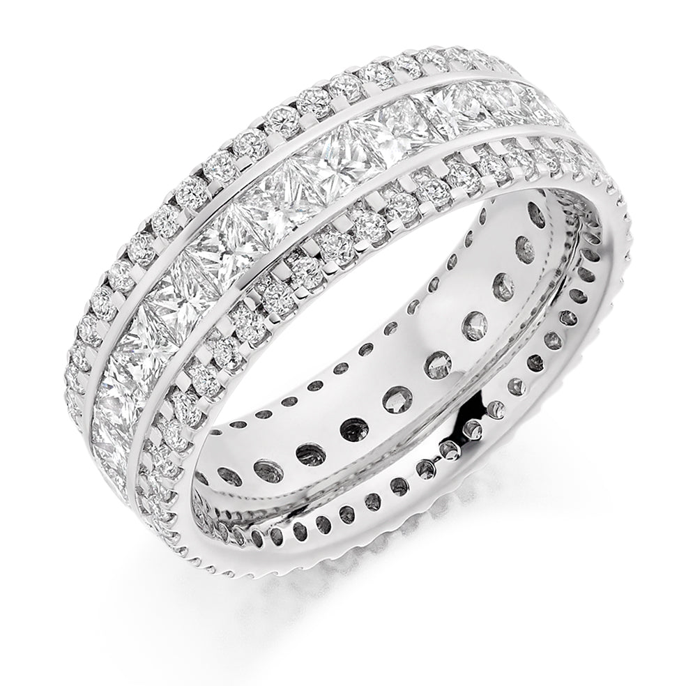 Channel & Micro-Claw Full Eternity Ring, 3.5ct total in White Gold
