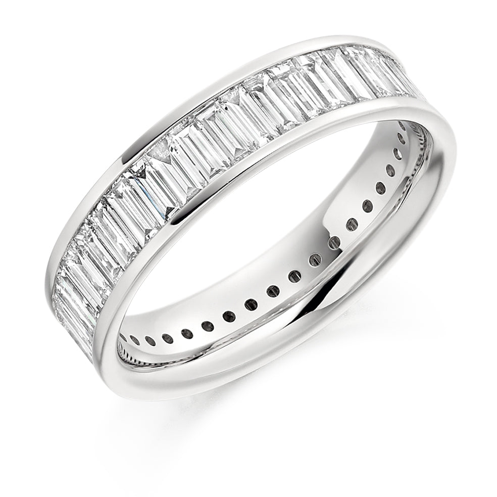 Channel-Set Diamond Full Eternity Ring with Right-Hand, 2.5ct in White Gold