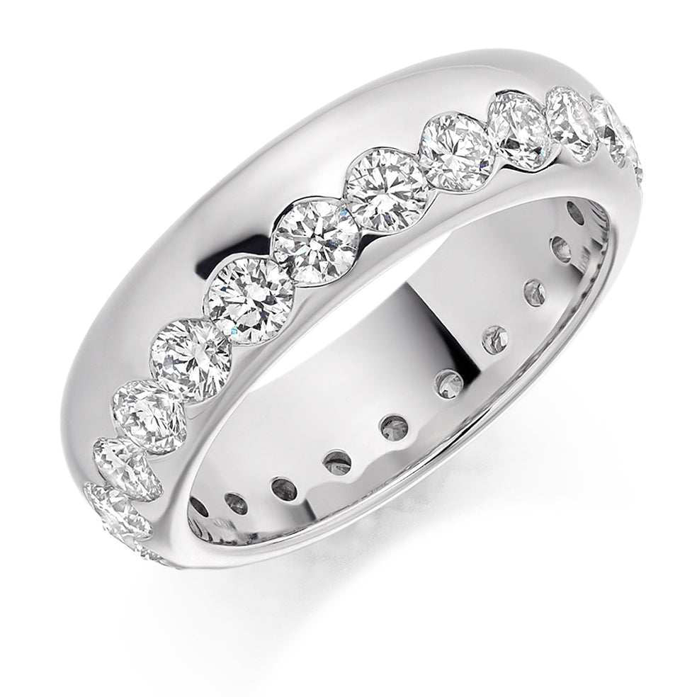 Offset Flush-Set Diamond Full Eternity Ring, 2.0ct in White Gold