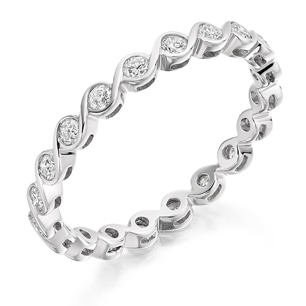 Rubover Diamond Full Eternity Ring, 0.5ct in White Gold