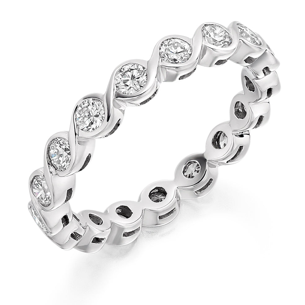 Rubover Diamond Full Eternity Ring with Right-Hand B, 1.0ct in White Gold
