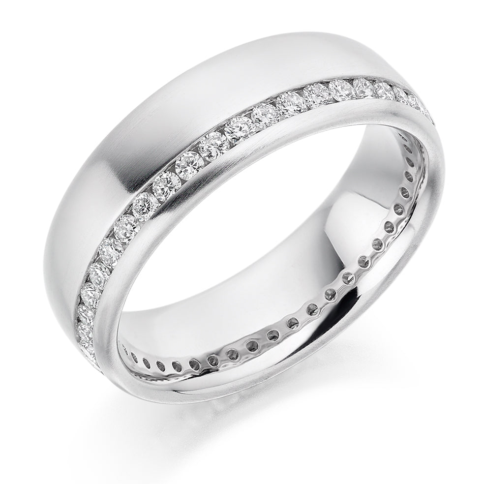 Offset Channel-Set Diamond Full Eternity Ring, 0.5ct in White Gold