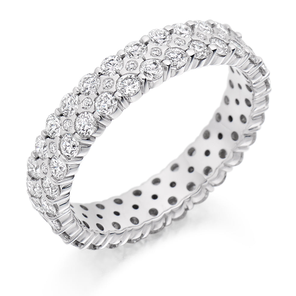 Micro-Pavé Diamond Full Eternity Ring with Right-Hand, 1.55ct in White Gold